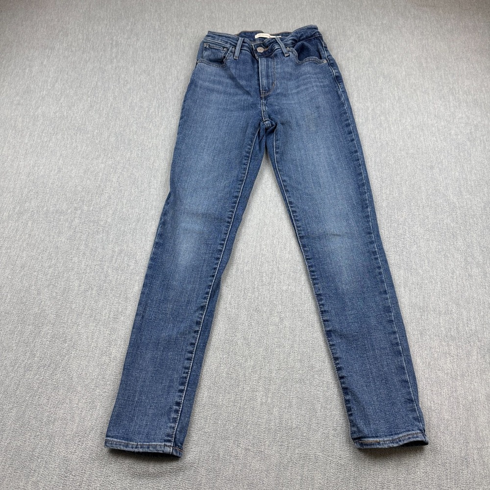 Levis Jeans Womens 24x27 721 Mid Rise Skinny Dark Wash Stretch Denim Pants Zip